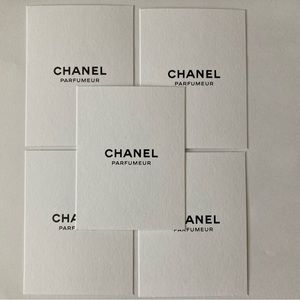 5 Chanel Promo Paper Card Logo White Cards Lot Set Art Craft Collectible